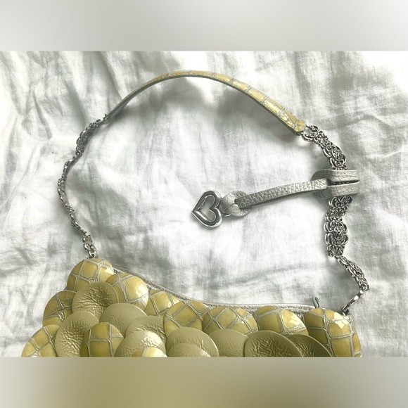 Brighton Leather Rosalie 3D Rose Flower Shoulder Handbag, Embellish Silver Strap - Picture 9 of 16